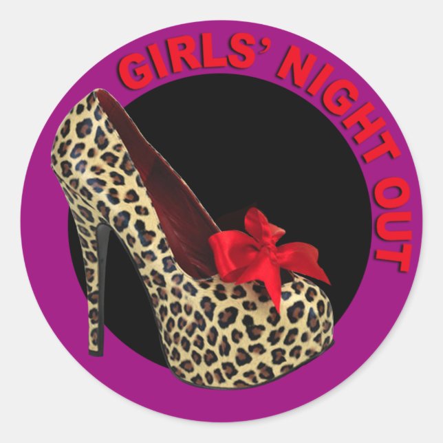 Funky Leopard Stiletto Girls Night Out Runder Aufkleber (Vorderseite)