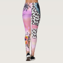 Funky Leopard und BlumenLeggings