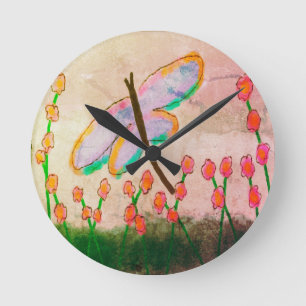 Funky Libelle abstrakte Kunst Runde Wanduhr