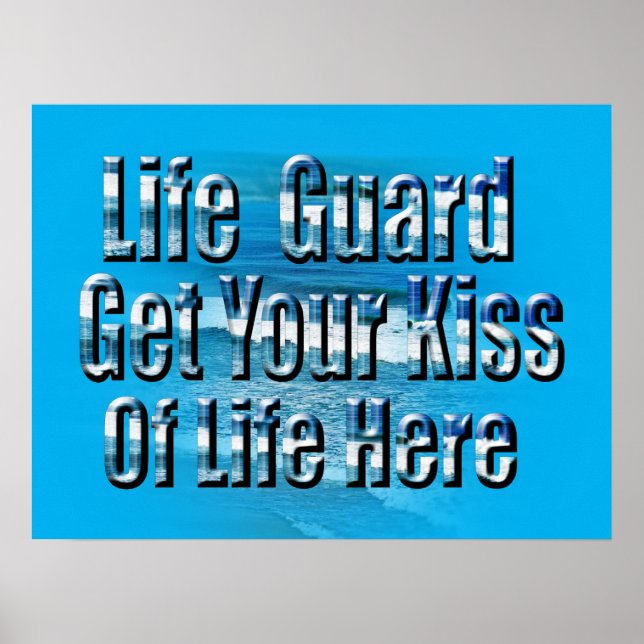Funky Lifeguard Kiss Ici, Poster (Devant)