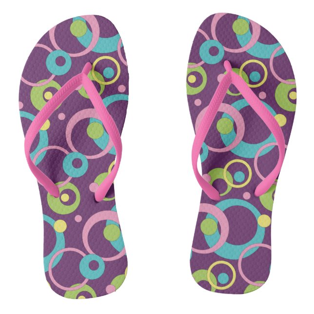 Funky Lila Circles Flip Flops (Fußbett)