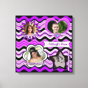Funky Lila, schwarze, weiße Foto-Wand hängt Leinwanddruck