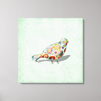 Funky Little Whimsical Doodle Bird Paisley Green Leinwanddruck