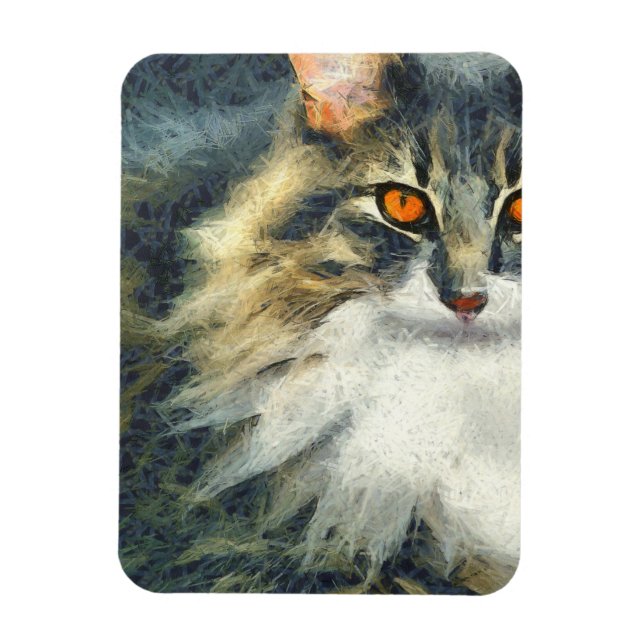Funky Maine Coon Cat Art Magnet (Vertikal)