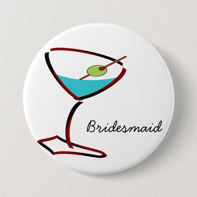 Funky martini red Bridesmaid Favoriten Button (Vorderseite)