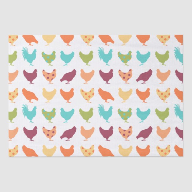 Funky Mehrfarbiges Hühnermuster Seidenpapier (Vorderseite)