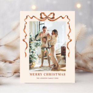 Funky Merry Christmas Boho-Band-Schleife 2 Foto Postkarte