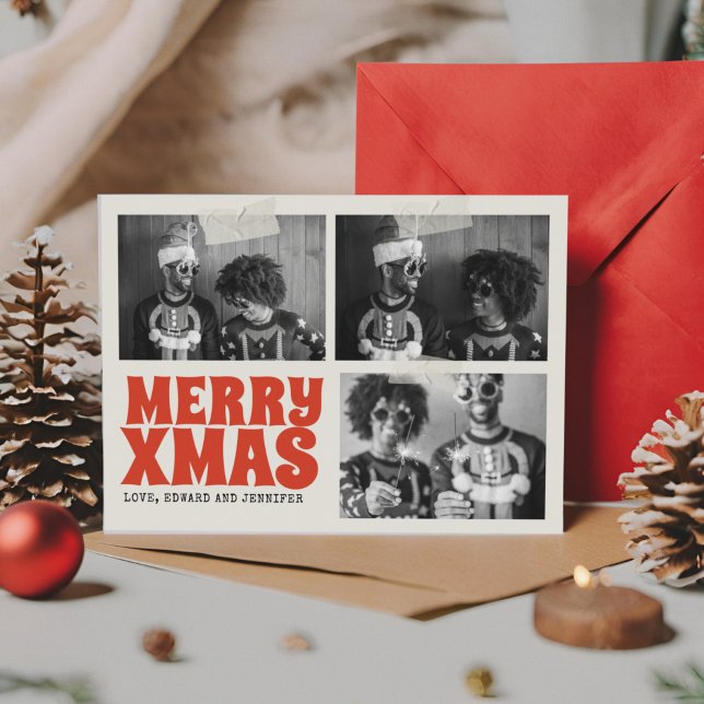 Funky Merry Xmas Groovy Foto Weihnachten Karte (Von Creator hochgeladen)