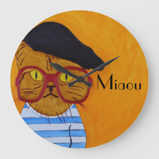 Funky Miaou Wanduhr! Große Wanduhr