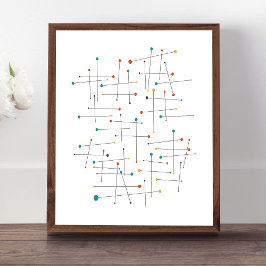 Funky Mid Century Lines and dots Retro Poster