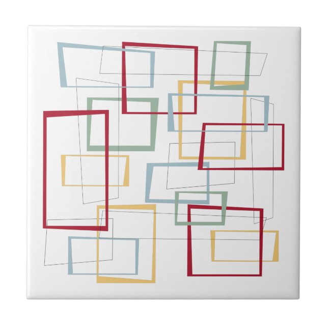 Funky Mid-Century-Modern-Quadrate Fliese (Vorderseite)