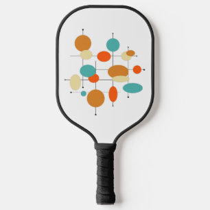 Funky Mid Century Retro Orange Turquoise Circles Pickleball Schläger