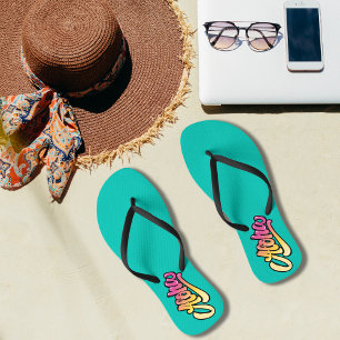 Funky Modern Topaz Dark Türkise Beach Flip Flops