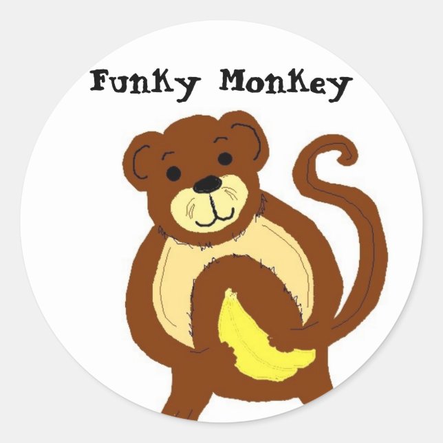 Funky Monkey Runder Aufkleber (Vorderseite)