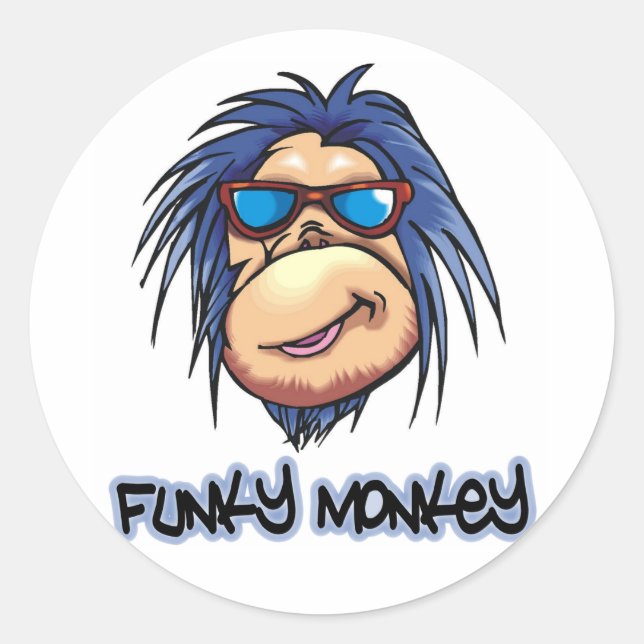Funky Monkey Runder Aufkleber (Vorderseite)