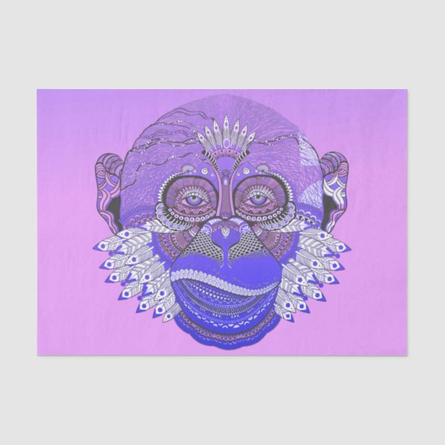 Funky Monkey Tribal Feathers Seidenpapier (Vorderseite)