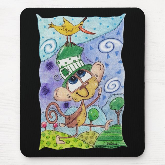 Funky Monkey und Banana Bird Mousepad (Vorne)