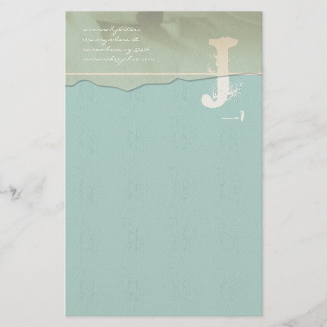Funky Monogram papeterie Rose Petal Aqua Blue (Devant)