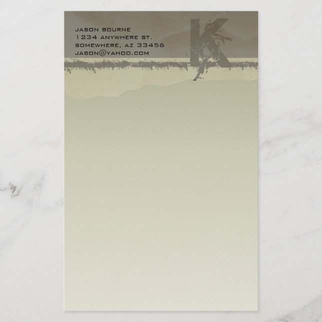 Funky Monogram Taupe Stationery Briefpapier (Vorderseite)