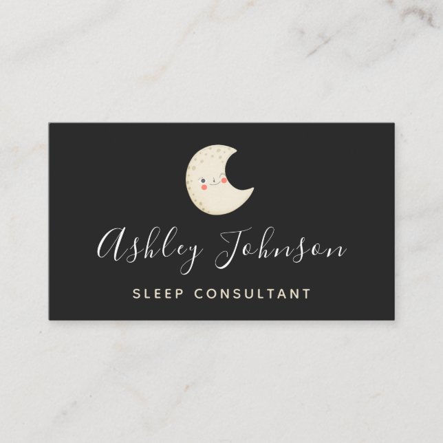 Funky Moon Sleep Consultant Einfache Elegante Nach Visitenkarte (Vorderseite)