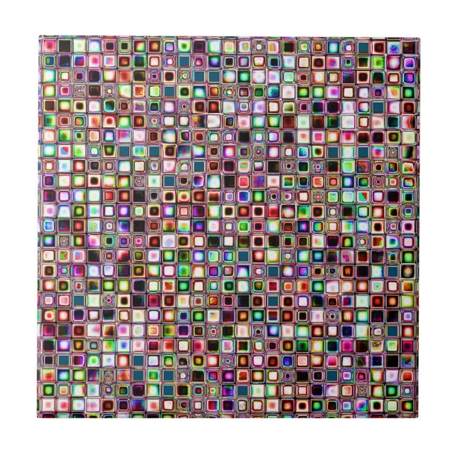Funky Mosaikfliesen-Muster mit Jewel Tones Fliese (Vorderseite)