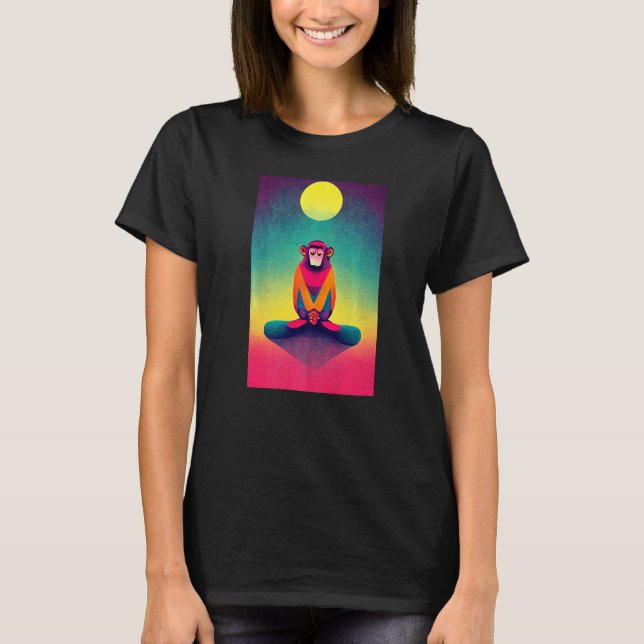 Funky Munky Serene Meditating Monkey Design Premiu T-Shirt (Vorderseite)