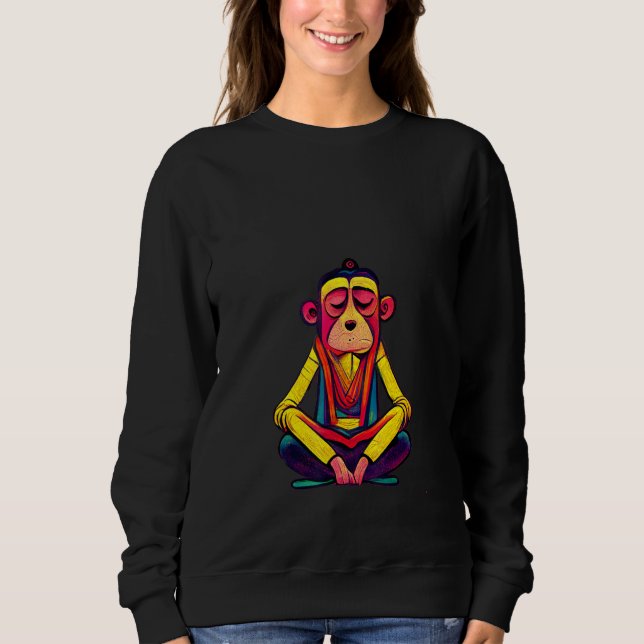Funky Munky Tibetan Lama Monkey Design Sweatshirt (Vorderseite)