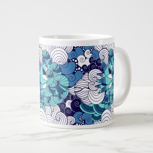 Funky-Muschelmuster Jumbo-Tasse (Vorderseite Rechts)