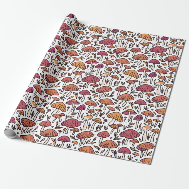 Funky Mushroom Pattern Earth Tones Geschenkpapier (Ungerollt)