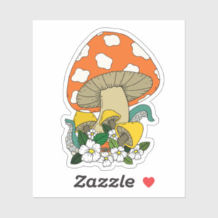 Funky Mushroom Retro Colors Laptop Aufkleber
