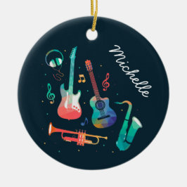 Funky Music - farbenfrohe Musikinstrumente Keramik Ornament