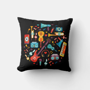 Funky Music - farbenfrohe Musikinstrumente Kissen