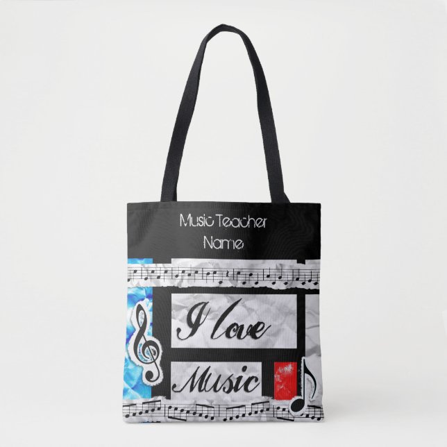 Funky Music Teacher Tasche Personalisiert (Vorderseite)