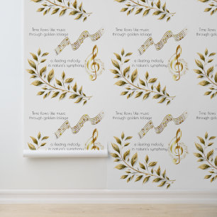 Funky Musical Notes mit Golden Foliage Tapete