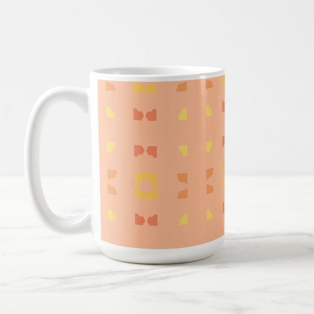Funky Muster Pfirsich Gelb Kaffeetasse (Links)