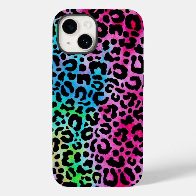Funky Neon Colorful Leopard Print Case-Mate iPhone 14 Hülle (Rückseite)