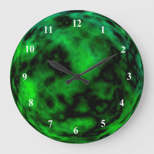 Funky Neon Green Emerald Halloween Abstrakt Große Wanduhr