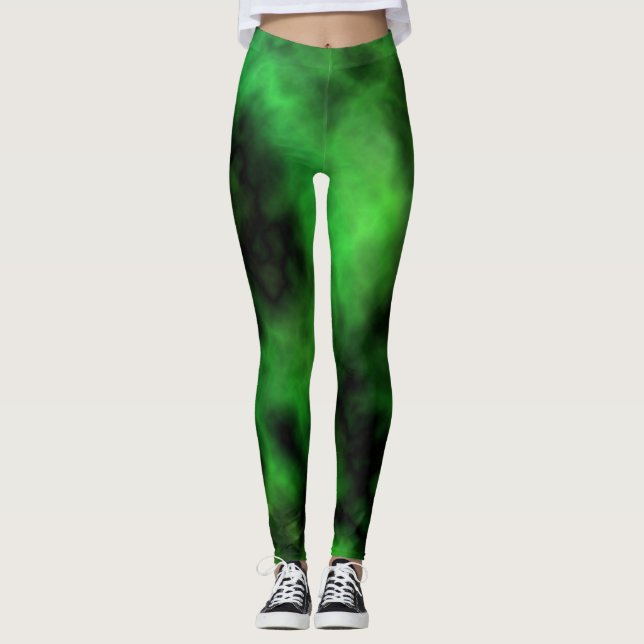 Funky Neon Green Emerald Halloween Abstrakt Leggings (Vorderseite)