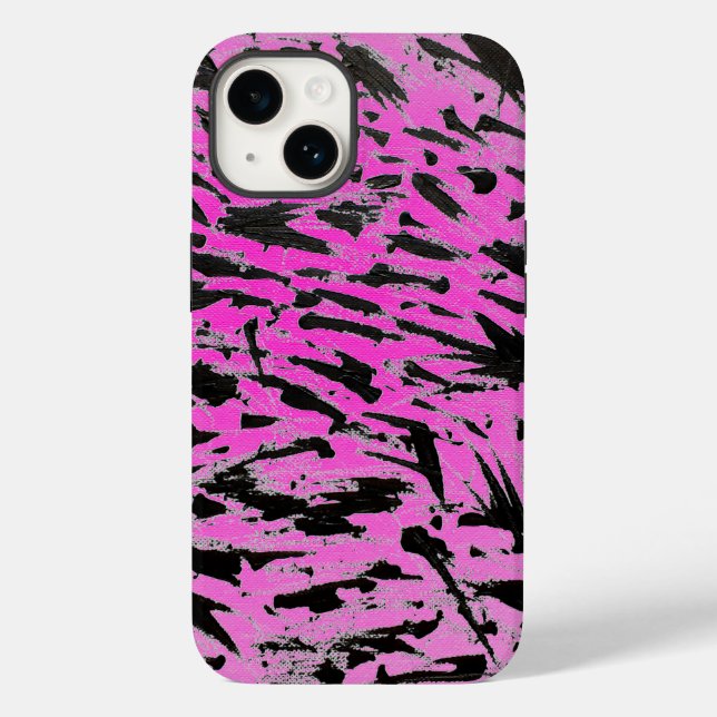 Funky Neon Pink und Black Print Case-Mate iPhone 14 Hülle (Rückseite)