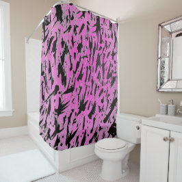 Funky Neon Pink und Black Print Duschvorhang