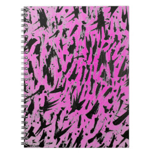 Funky Neon Pink und Black Print Notizblock