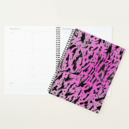 Funky Neon Pink und Black Print Planer