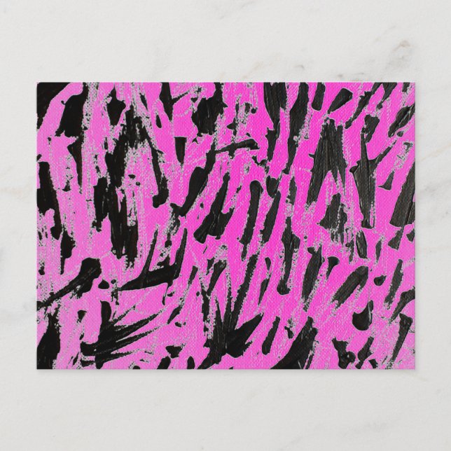 Funky Neon Pink und Black Print Postkarte (Vorderseite)