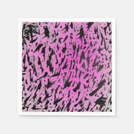 Funky Neon Pink und Black Print Serviette