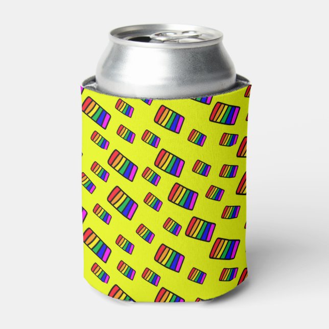 Funky Neon Rainbow Block Pattern Dosenkühler (Kanne Vorderseite)