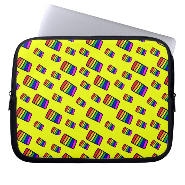 Funky Neon Rainbow Block Pattern Laptopschutzhülle (Vorderseite)
