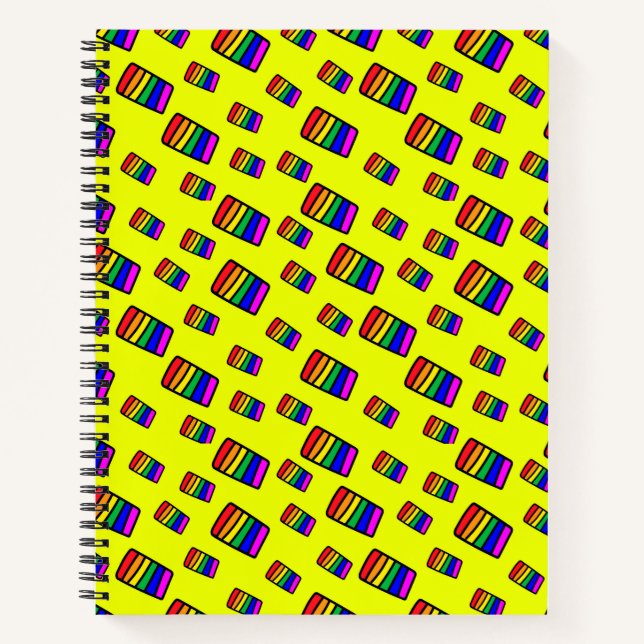 Funky Neon Rainbow Block Pattern Notizbuch (Vorderseite)