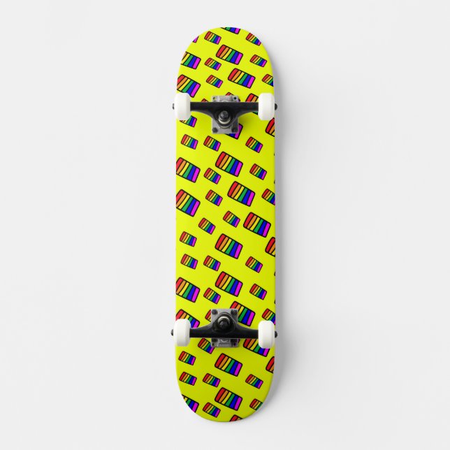 Funky Neon Rainbow Block Pattern Skateboard (Vorderseite)