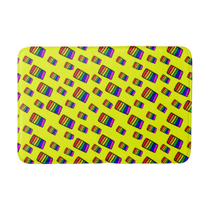 Funky Neon-Regenbogenblock-Muster Badematte