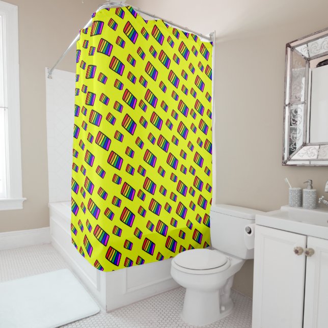 Funky Neon-Regenbogenblock-Muster Duschvorhang (Beispiel)